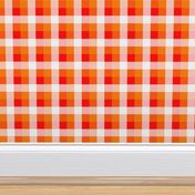 Florida Orange , White and Red Checked Tartan Plaid 