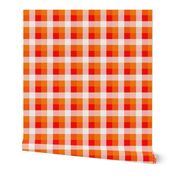 Florida Orange , White and Red Checked Tartan Plaid 