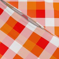 Florida Orange , White and Red Checked Tartan Plaid 