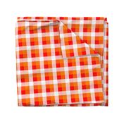 Florida Orange , White and Red Checked Tartan Plaid 