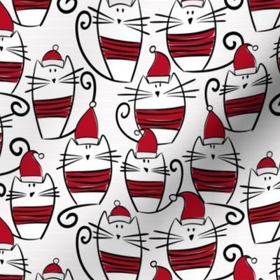 small scale christmas cats - percy cat - funny santa cats - cat fabric