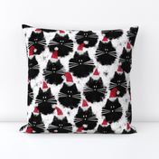 christmas cats - fluffer cat - santa cats - cat fabric
