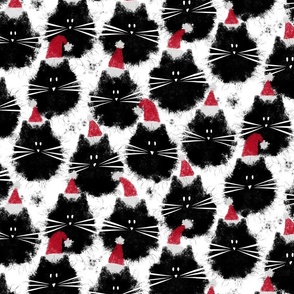 christmas cats - fluffer cat - santa cats - cat fabric