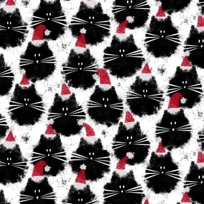 christmas cats - fluffer cat - santa cats - cats fabric