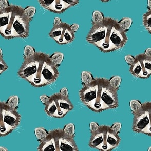 Raccoon Faces (turquoise)