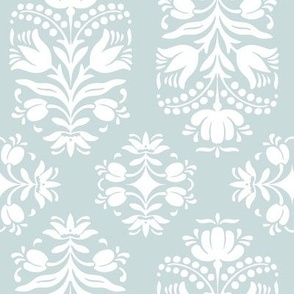 Folk Floral Damask Green - 8 inches