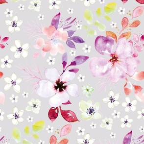 Pink and beige floral watercolor print. Use the design for bathroom walls, girls room decor or swimsuit and bikini. 