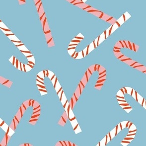 Candy Canes on Blue