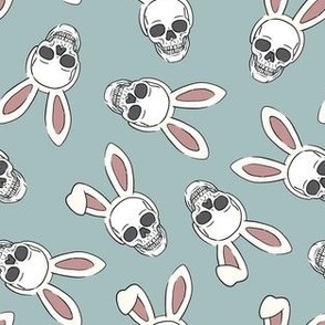 bunny ears skulls - dusty blue - LAD22