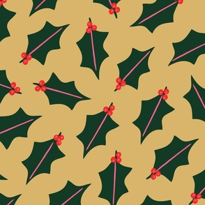 Holly Leaves & Berries | Green, Golden, + Red