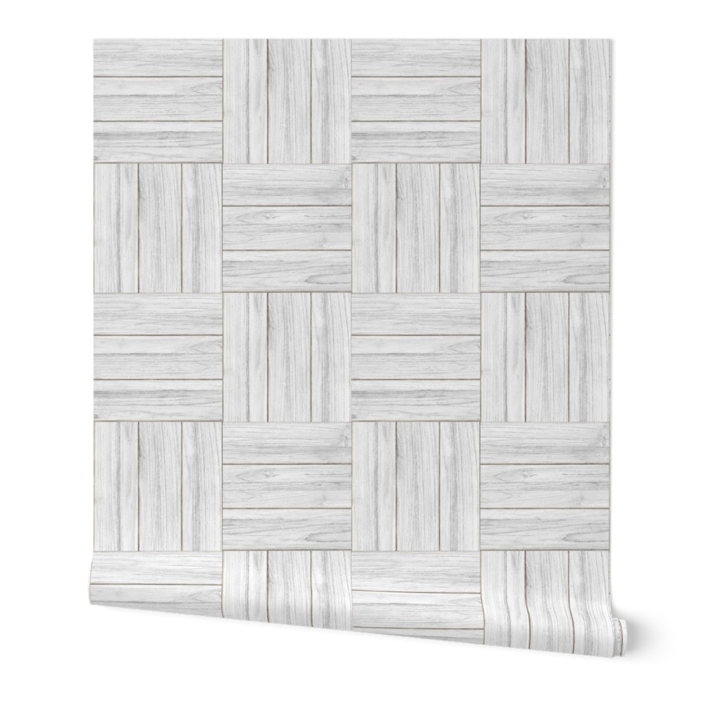 Whitewashed Geometric Parquet Wooden Planks 3 inch