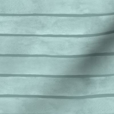 Light Teal Broad Horizontal Stripes - Medium Scale - Watercolor Aqua Background Textured