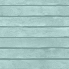 Light Teal Broad Horizontal Stripes - Large Scale - Watercolor Aqua Background Textured