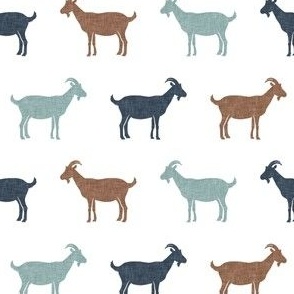 (small scale) goats - farm animals - multi blue & brown  - LAD22
