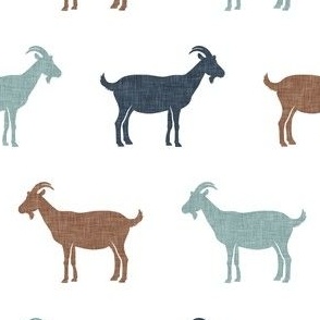 goats - farm animals - multi blue & brown  - LAD22