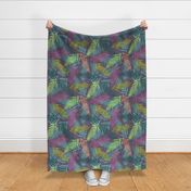 Tropical pattern with colorful palm leaves. Exotic pattern.