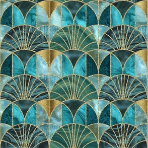 Art Deco Geometric Opulence Splendid Luxury Teal Turqoise Gold