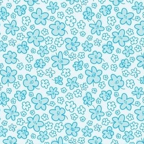 Ditsy Floating Flowers in Turquoise