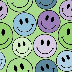 smiley purple green blu green bg