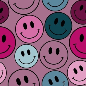 smiley pinks and blue pink bg