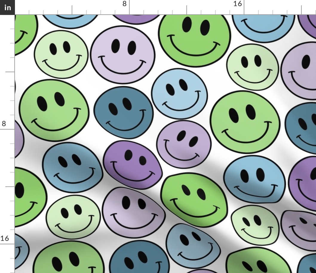 smiley purple green blu