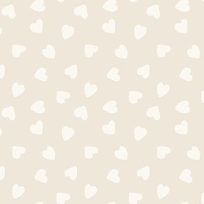 (S) Neutral valentines day, ivory hearts on light beige