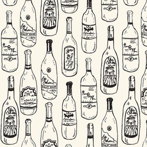 Whimsical Wine Bottles-Black