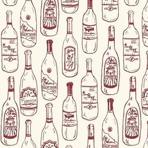 Whimsical Wine Bottles-Red