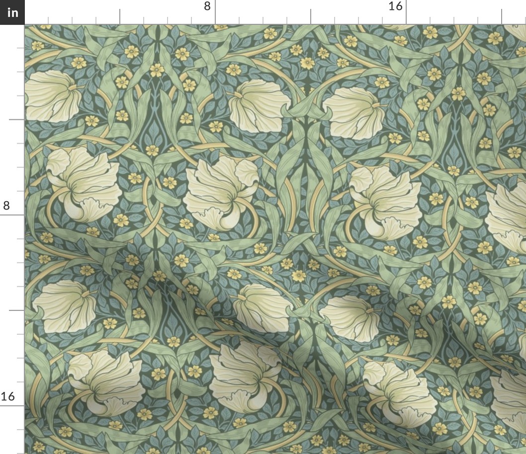 PIMPERNEL IN VINTAGE ORIGINAL LIGHT - WILLIAM MORRIS - smaller repeat