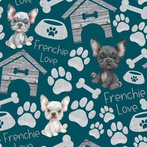 Frenchie Love teal