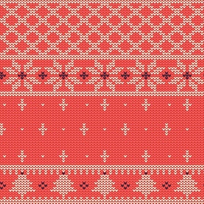 Fair Isle Holiday Sweater in Red Navy