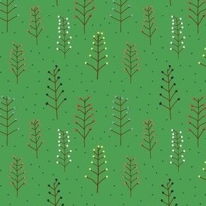 Sapling Forest in Brown on Green