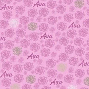 Ava name rose fabric with roses