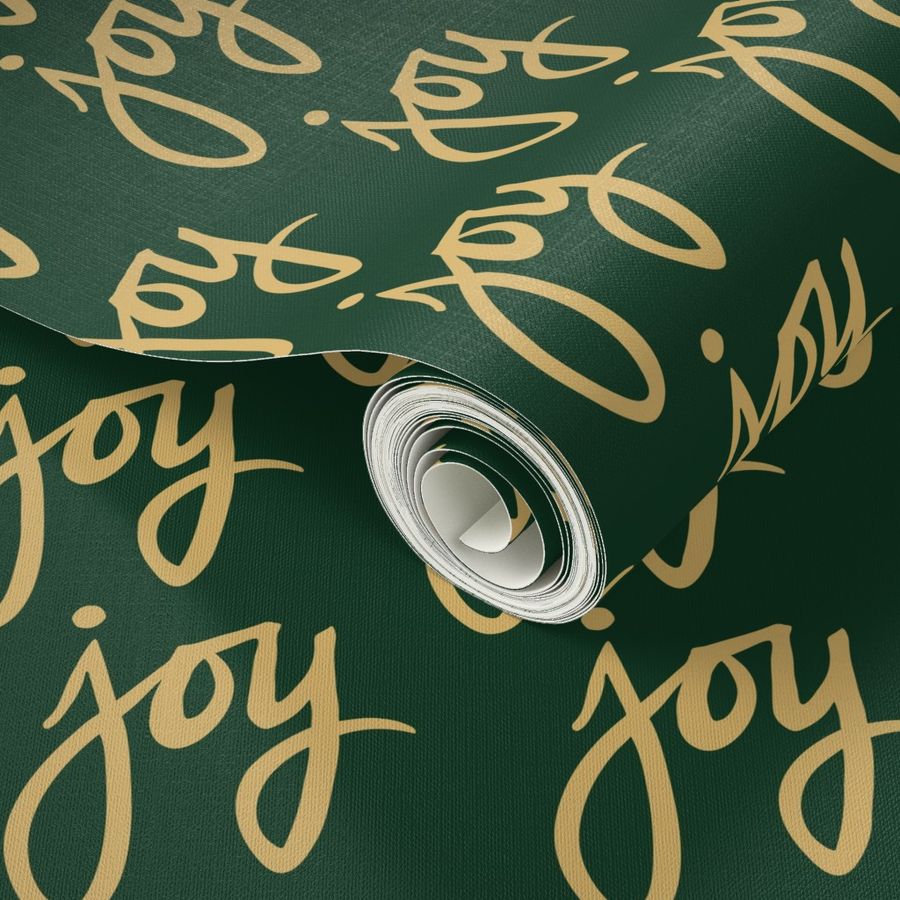 Joy Hand Lettered | Green + Golden Reverse