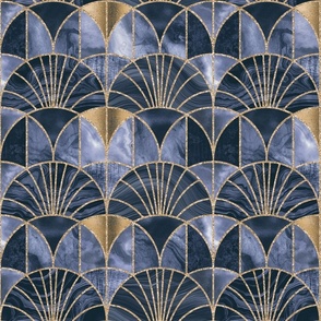 Art Deco Geometric Opulence Splendid Luxury Navy Blue Smaller Scale