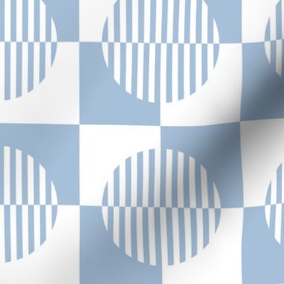 Retro check striped circles pastel Sky Blue