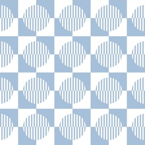 Retro check striped circles pastel Sky Blue