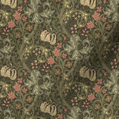 Golden Lily  by William Morris- SMALL - Floral Art Noveau Antiqued Damask 