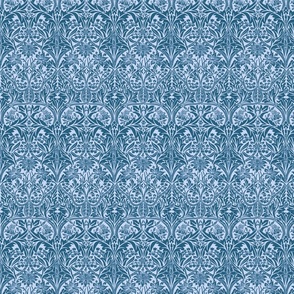 Bluebell- MEDIUM - by William Morris - blue adaption - blue William Morris Antiqued Damask art nouveau deco,