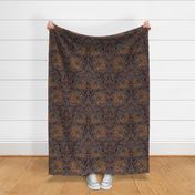 Pimpernel By William Morris- Large - Perfect Glamour for Heritage, English Cottage, A New Farmhouse - Grandmillennial Opulent Victorian Pimpernell Flowers For Luxury Elegant Home Decor and Wallpaper -Brown Copper Teal Linen Effect