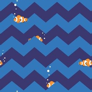 Clownfish in Zigzag Sea (Indigo and Blue)