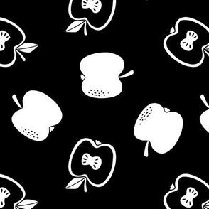 Apple Tossed -Block Print- black and white