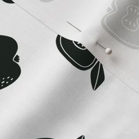 Apple Tossed -Block Print- black on white