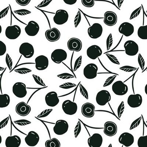 Cherry Tossed -Block Print- black and white