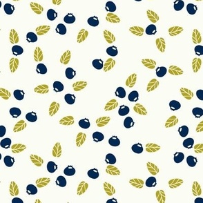 Blueberry Tossed -Block Print- navy blue on off-white