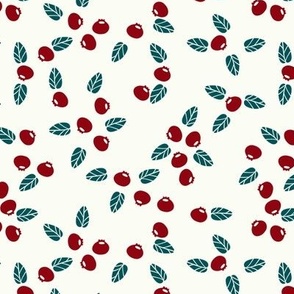 Blueberry Tossed -Block Print- red burgundy on off-white