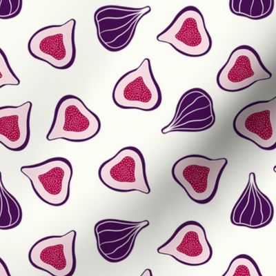 Figs Tossed -Block Print- purple blue on off-white