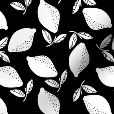 Lemon Tossed -Block Print- Black and White
