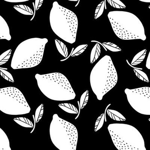 Lemon Tossed -Block Print- Black and White