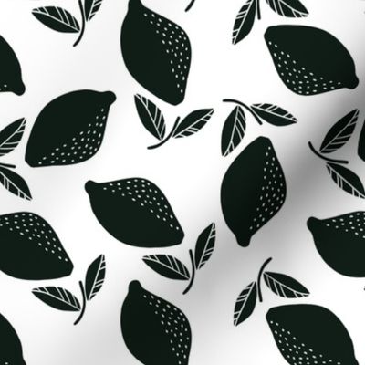 Lemon Tossed -Block Print- Black on White